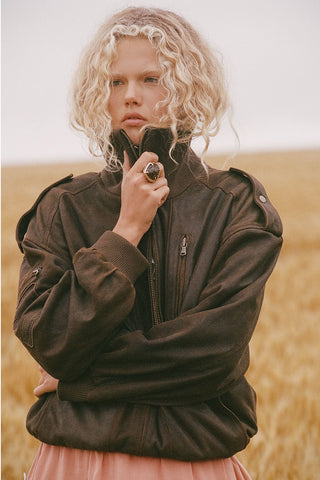 Fontaine Leather Bomber Jacket