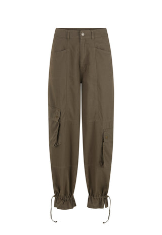 a-pair-of-olive-green-cargo-pants-with-drawstring-ankle-cuffs-displayed-flat-against-a-solid-white-background